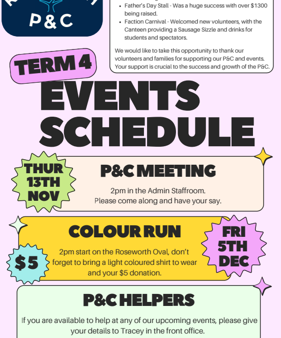 P&C Recap & Upcoming Events